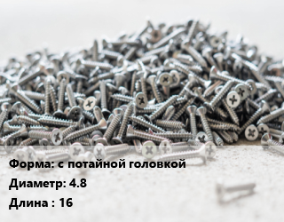 Шуруп с потайной головкой 4.8х16, шт цена По запросу где купить, условия доставки в Шымкенте и Южно-Казахстанской области
